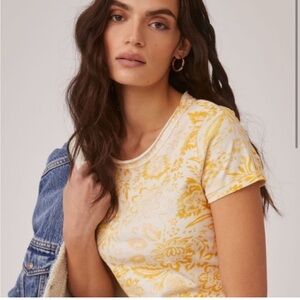 Anthropologie Pilcro Floral Yellow & White  T-Shirt